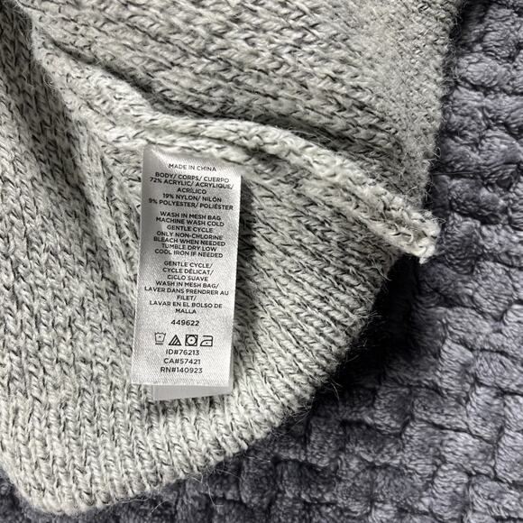 New Loft Textured Open Poncho Sweater OS One Size Neutral Minimal Heather Gray - Picture 5 of 5